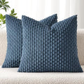 MIULEE Decorative Throw Pillow Covers 20x20 Blue Textured Corduroy