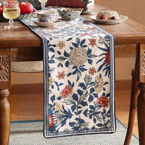 patdrea Designer Vintage French Dining Table Runner,12"X87"