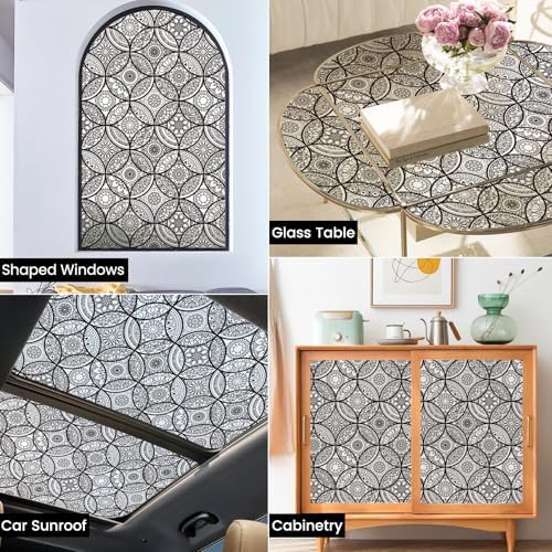 DKTIE Boho Stained Glass Window Privacy Film Easy to Install 17.7" x 78.7"