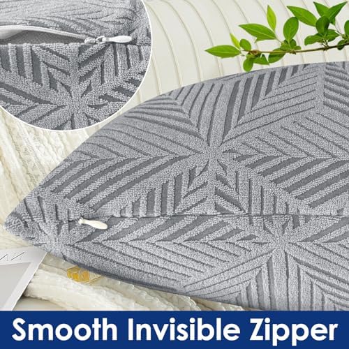 YEMYHOM Pack of 2 Throw Pillow Covers 18 x 18 Inch High Stretch Jacquard Pillowcase for Couch Sofa Living Room Home Decor, Light Gray