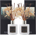 Cocorrína Premium Reed Diffuser Set with Preserved Baby's Breath & Cotton Stick Black Forest 2 Packs, 6.7oz Scent Fragrance Oil Diffuser for Bedroom Bathroom Home Décor