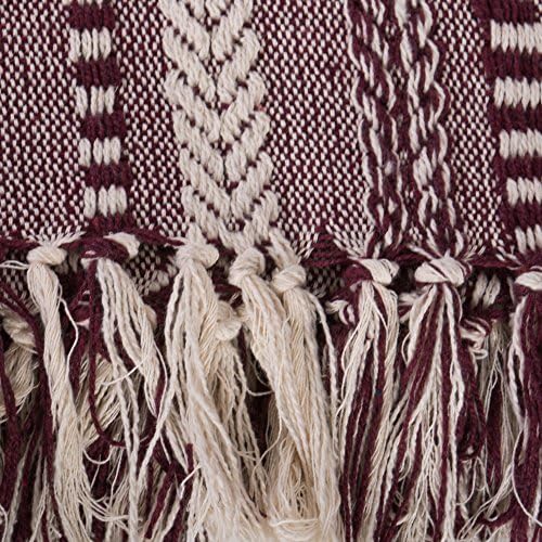 DII Braided Striped Throw Blanket, 50x60, BlackBerry on Cream