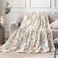 Floral Throw Blanket, Botanical Floral Blanket, Soft, Flannel, Warm, Boho Floral Bed Blanket All Season Flower Throw Blanket for Couch Bedroom Living Room, Brown 50X70 Inch
