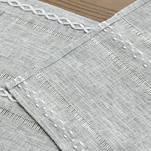 Artoid Mode Grey Rustic Cotton Linen Table Runner, Seasonal Embroidered Hollow Kitchen Dining Table Decoration for Home Party Decor 13x72 Inch