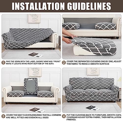 SearchI Stretch Sofa Cover Printed Couch Cover, Floral Pattern 3 Pieces Loveseat Slipcover with 2 Separate Cushion Cover, Washable Furniture Protector for Living Room(Loveseat, Summer Pattern)