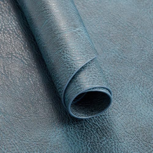 MOSAYT Vinyl Faux Leather Oval Placemats, Set of 6, Navy Blue