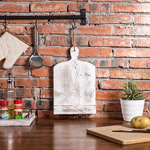 MyGift Recipe Book Holder, Whitewashed Wood Cutting Board Style Cookbook Holder, Wooden Book Stands for Display