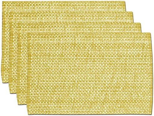 Sweet Home Collection 100% Cotton Placemats for Dining Room Rectangle Two Tone Woven Fabric 13" x 19" Soft Durable Table Mat Set, Set of 4, Gold