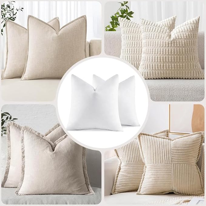 MIULEE 18x18 Pillow Inserts, Double-Layer Down-Proof Cotton Cover, Decorative - Image 7