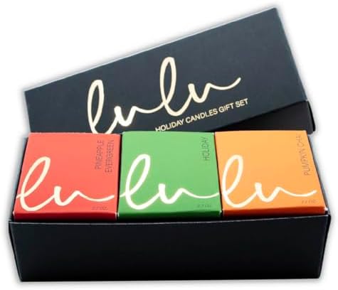 Lulu Candles Holiday, Pineapple Evergreen & Pumpkin Chai, 2.7 Oz Gift Set