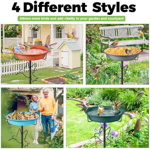 Bird Bath for Outside, 36.7In Removable Freestanding Birdbaths for Outdoors with 5-Pronged Base, Bird Bath Bowl Spa & Birdfeeder Bowls for Garden Patio Yard Lawn Decor (Brown-2)