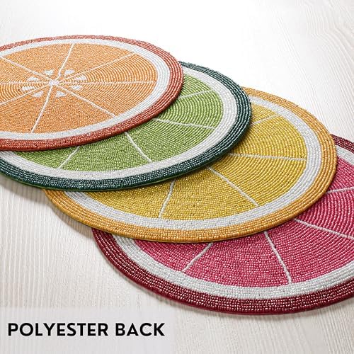 ALPHA Living HOME Beaded Placemats Set of 4 Multi Round Glass Chargers