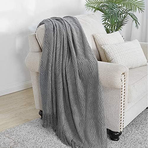 BOURINA Dark Grey Throw Blanket 60x80 Inch Knitted Soft Throw Sofa Blanket