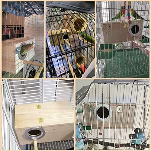 PINVNBY Parakeet Nesting Box,Bird House Wood Breeding Box Parrots Mating Box for Lovebirds Cockatoo Budgie Finch Canary and Medium-Sized Birds(L)