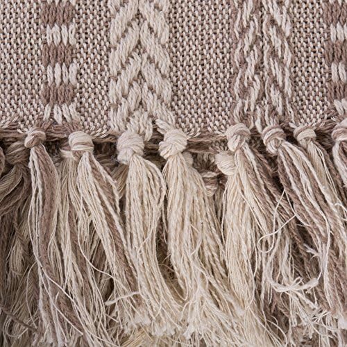 DII Braided Striped Throw Blanket, 50x60, Stone on Cream