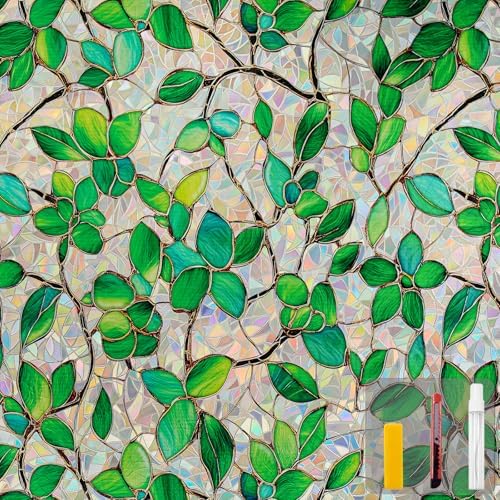 Rainbow Stained Glass Window Privacy Film Static Cling35.4x78.7in