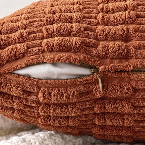MIULEE Fall Decorative Throw Pillow Covers 12x12 Dark Rust Pack of 2