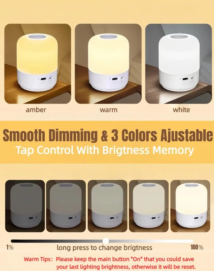 Portable Baby Night Light, 3 Colors Egg Light for Nursery, Mini Bedside Table Lamp for Adults, Touch Control & Eye Caring & Rechargeable Dimmable LED Lamp for Nursing, Boy, Girl, Toddler
