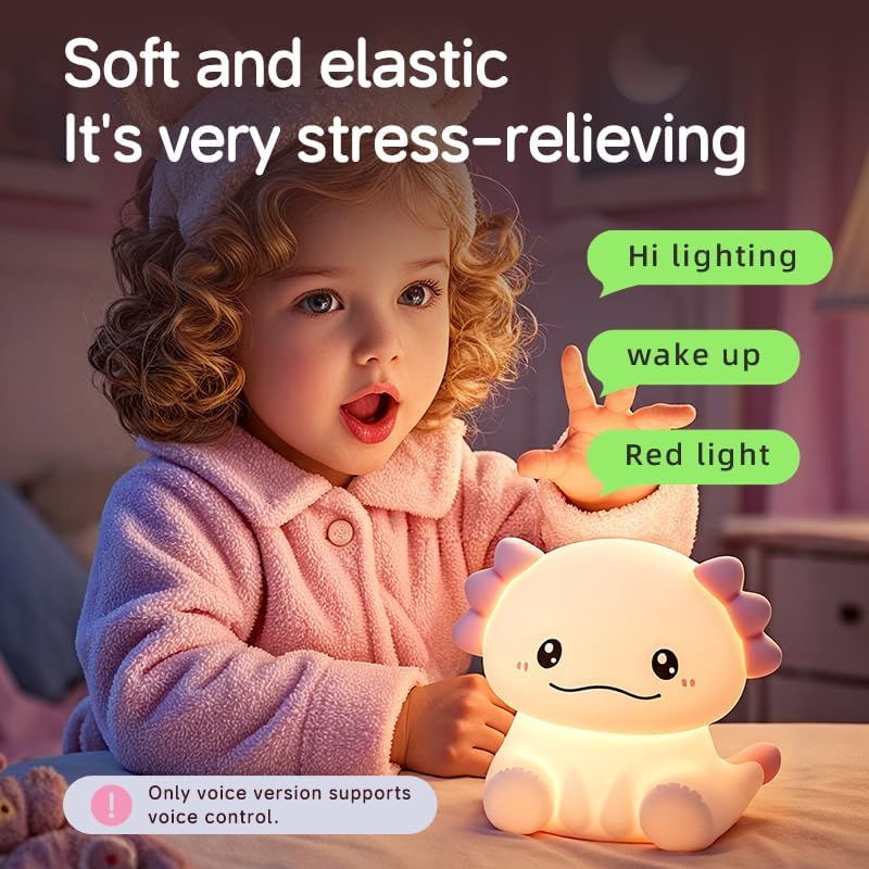 Axolotl Lamp with 7 Colors ,Rechargeable Light Table Lamp Bedside Lamp
