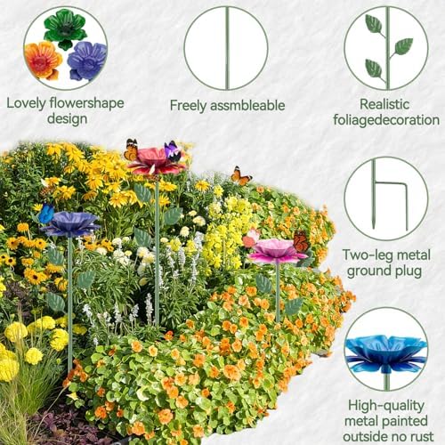 6 Pack Bee Watering Station, Bee Feeder Metal Butterfly Water Feeder