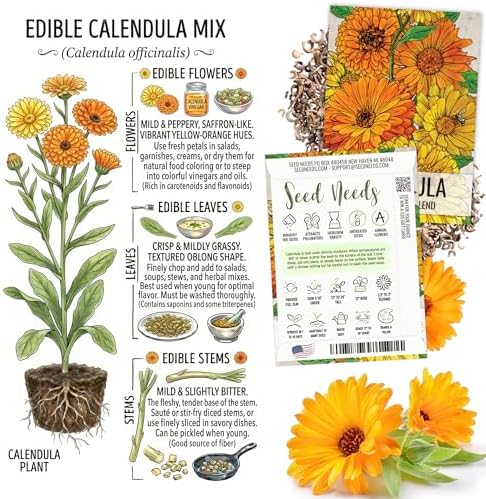 Seed Needs Edible Flower Seeds Variety Pack of 7 Wildflowers for Garnishing