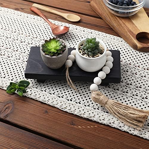 Wood Pedestal Soap Stand, Farmhouse Wood Riser, Soap Dish Holder Decor for Bathroom Kitchen, Soap Tray, Rustic Candle Plant Holder, Counter Decor, Display Rectangular Decorative (Ebony)