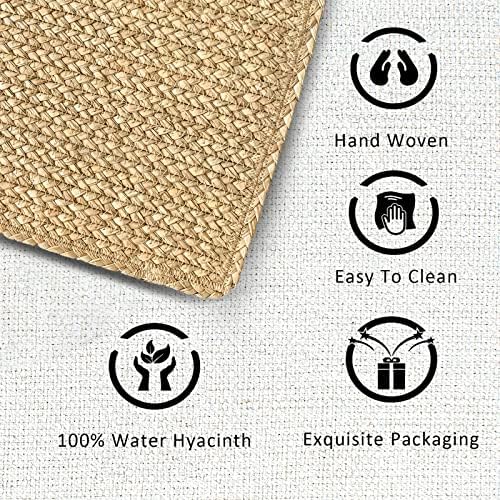 Woven Placemats One Table Runner 36 Inches Long Rattan Placemat Rectangle Runners Natural Wicker Heavy Braided Straw Place Mats Braided Outdoor Placemats for Patio Table, 35.83 X 12.99inch