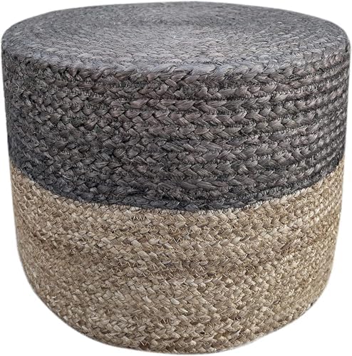 Pouf Ottoman 100% Jute Pouffe Natural Brown (20"x20"x10")