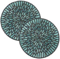 ALPHA Living HOME Beaded Placemats Set of 2, 13 Inch Blue Black Round