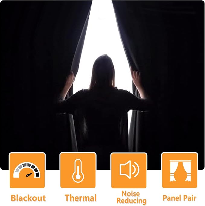 Blackout Curtains for Bedroom, 38 x 63 Inches Length, Light Grey | Thermal - Image 2