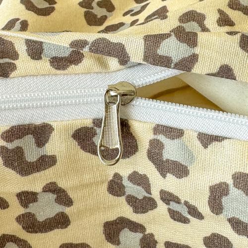 Leopard Duvet Cover Set Twin,Muslin Cotton,Cream Grey