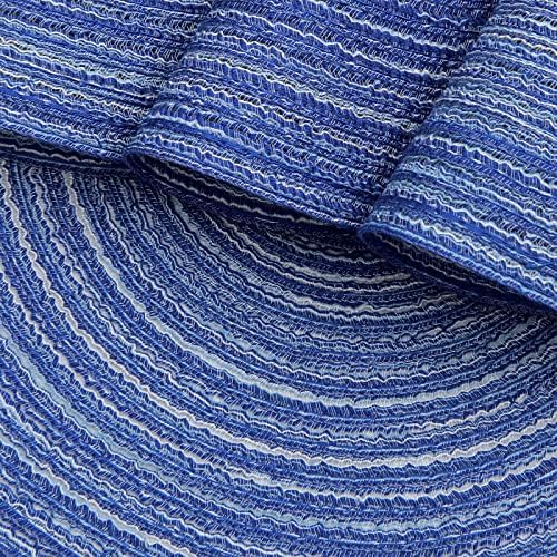 SHACOS Round Braided Placemats Set of 8 Round Table Mats for Dining Tables Washable Fabric Kitchen Table Place Mats (Blue White, 8)