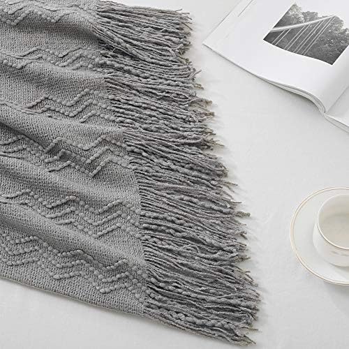 BOURINA Dark Grey Throw Blanket 60x80 Inch Knitted Soft Throw Sofa Blanket
