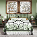 Allewie Metal Queen Platform Bed Frame, Butterfly Pattern Design, Black