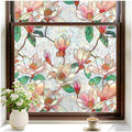 rabbitgoo Stained Glass Window Privacy Film, Magnolia, 17.5" x 118.1"