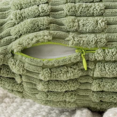MIULEE Corduroy Decorative Throw Pillow Covers 20x20 Sage Green Pack of 2
