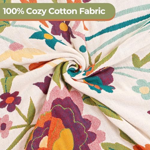 Flower and Bird Boho Throw Blanket for Bed Couch 80"×90"