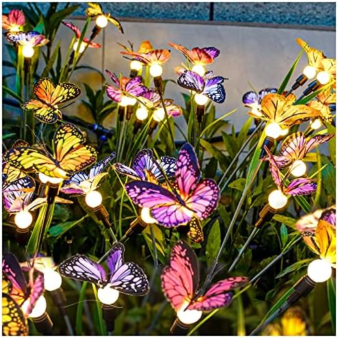 TONULAX Solar Garden Lights - 6 Pack Swaying Butterfly Light, Swaying in The Wind, Solar Outdoor Lights, Yard Patio Pathway Decoration, High Flexibility Iron Wire & Realistic Butterflies