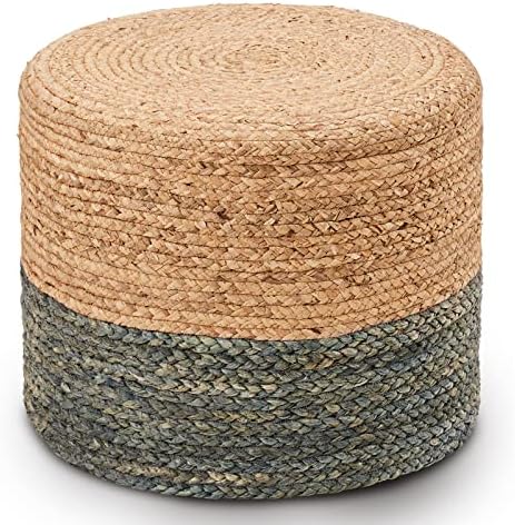 18'' Boho Ottoman Pouf Natural Water Hyacinth Rustic Handmade Lounge Pouffe
