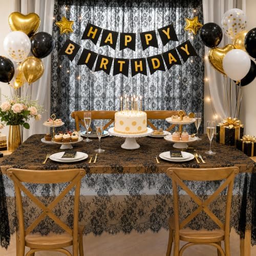 Rustic Black Tablecloths 60x120 Inches Lace Overlay Wedding Decor 10 Packs