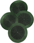 Beaded Charger placemats Set of 4, 13 Inch Round, Green Tonal