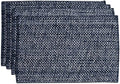 Sweet Home Collection 100% Cotton Placemats for Dining Room Rectangle Two Tone Woven Fabric 13" x 19" Soft Durable Table Mat Set, Set of 4, Navy