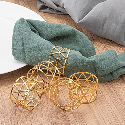 12PCS-LUNEY Gold Napkin Rings Set of 12 Bulk, Metal Napkin Holder Buckles