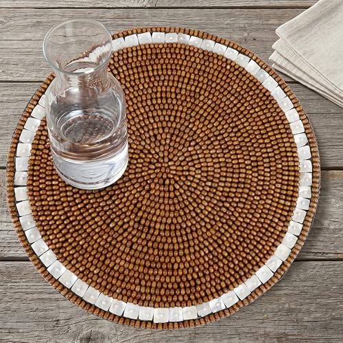 Round Woven Placemats Set of 2 13 Inch Ivory Natural Handmade Table Mats