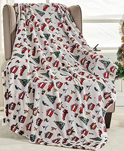 Elegant Comfort Lightweight Printed Throw Blanket- All Season, Ultra Soft, Cozy and Plush- Decorative Throw Blankets, Perfect for Lounging, 50 x 60 inches, Celebrating Christmas, Throw Blanket