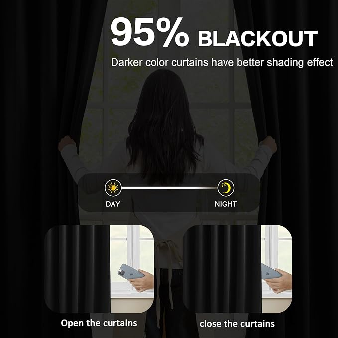 Black Blackout Curtains 150 Inches Long - Image 3