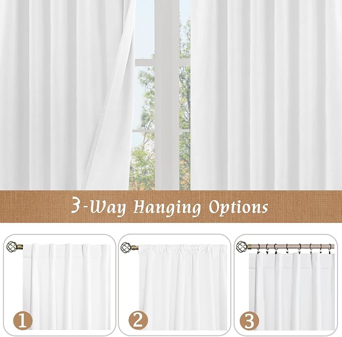 48 Inch 100% Blackout Short Linen Curtains - Image 8