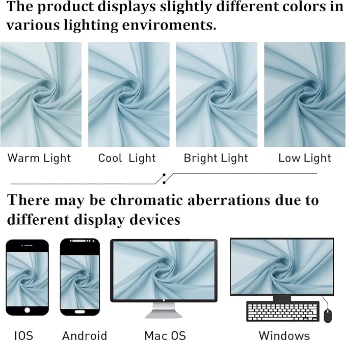 Sky Blue Sheer Curtains for Bedroom 54 Inch Length 2 Panels, Durable & Soft - Image 5