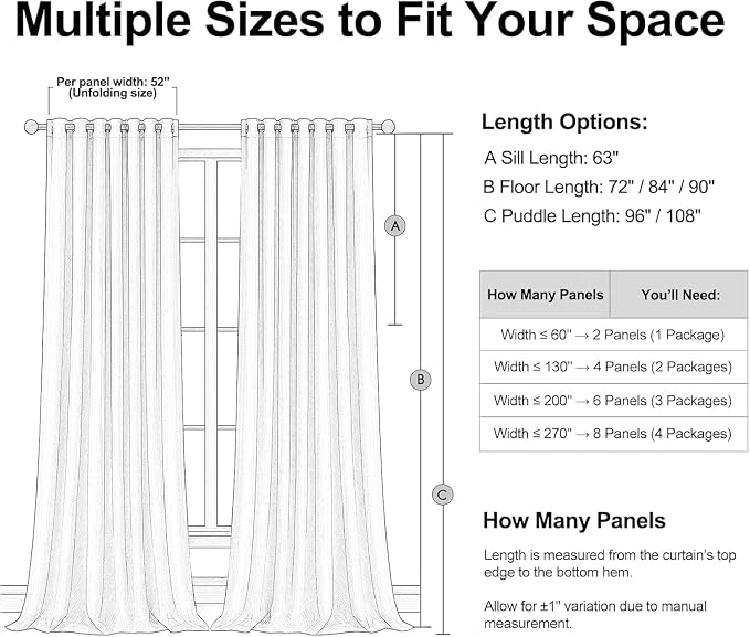 Topfinel 95 inch Bedroom Living Room Curtains 2 Panels 100% Blackout Linen - Image 8