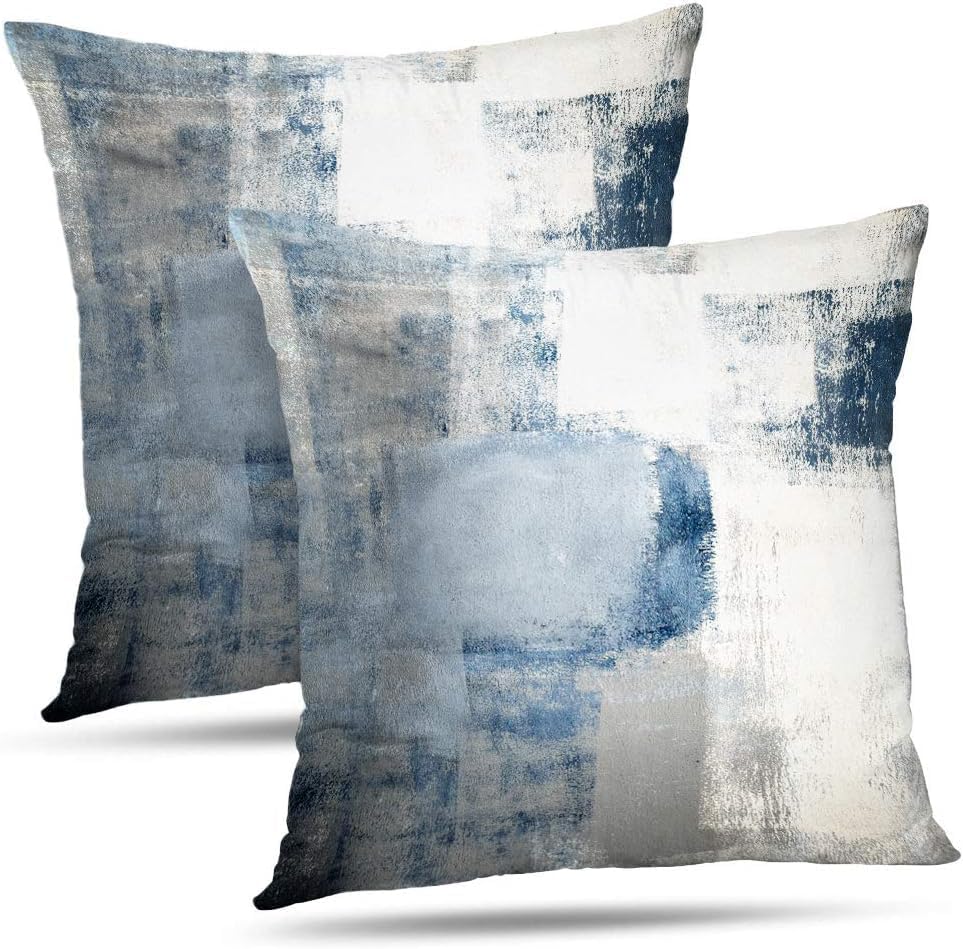 Throw Pillow Covers for Couch, 18x18 Inch, Set of 2, Grey Blue